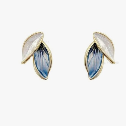 Elegant Dual-Tone Leaf Stud Earrings
